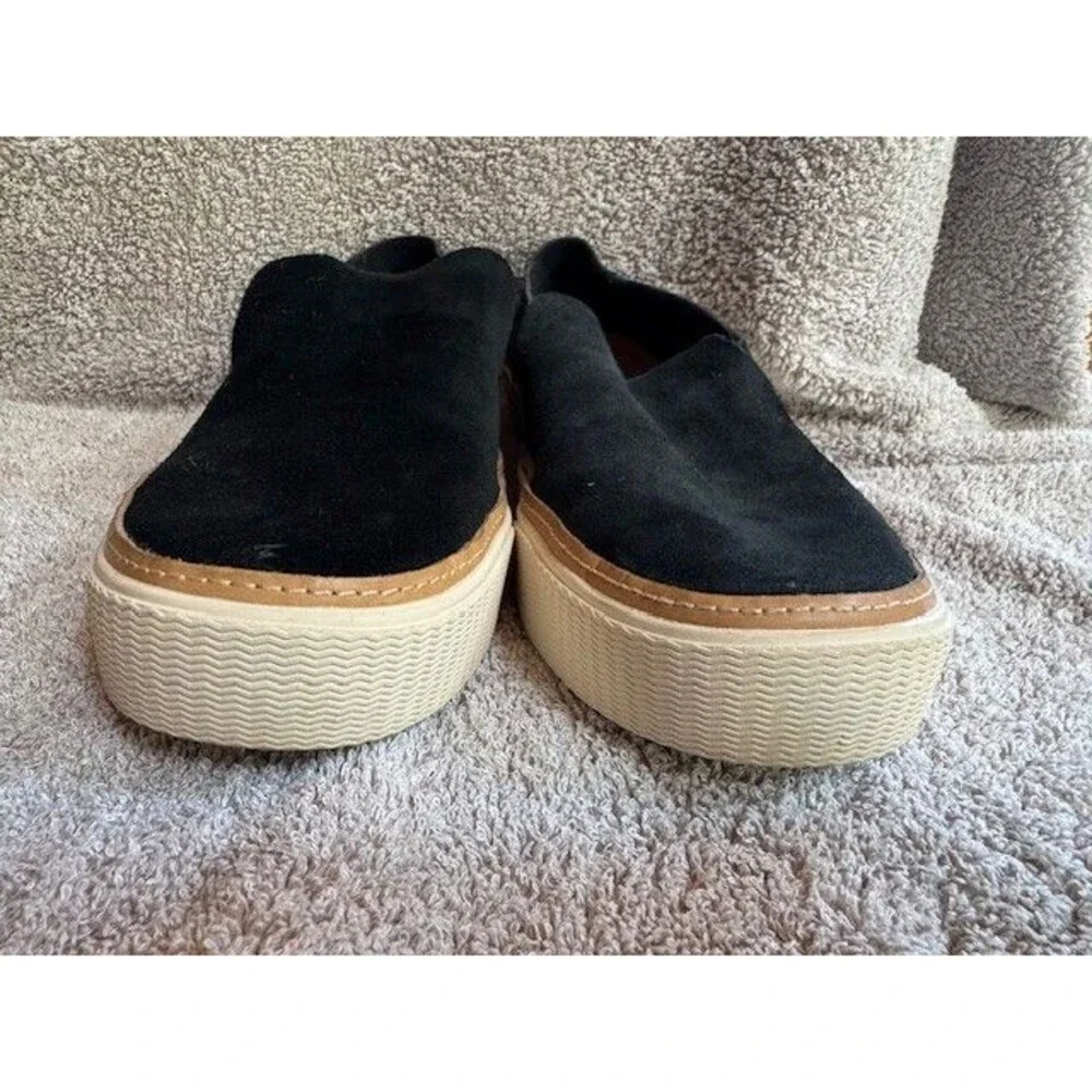 TOMS Sunset Women’s‎ Black Loafer Suede Leather Slip On Comfort Shoes Size 9.5